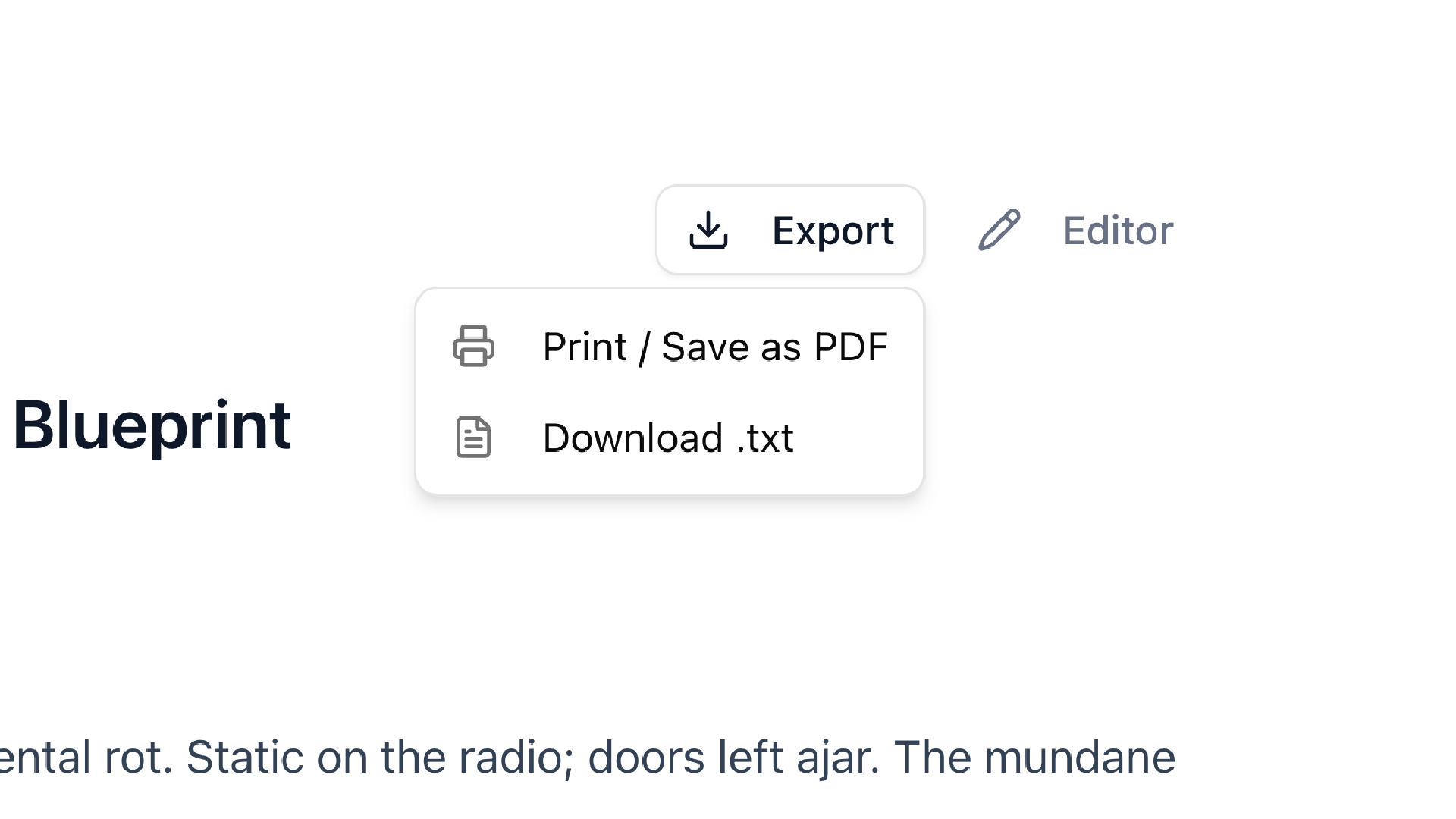 Export options